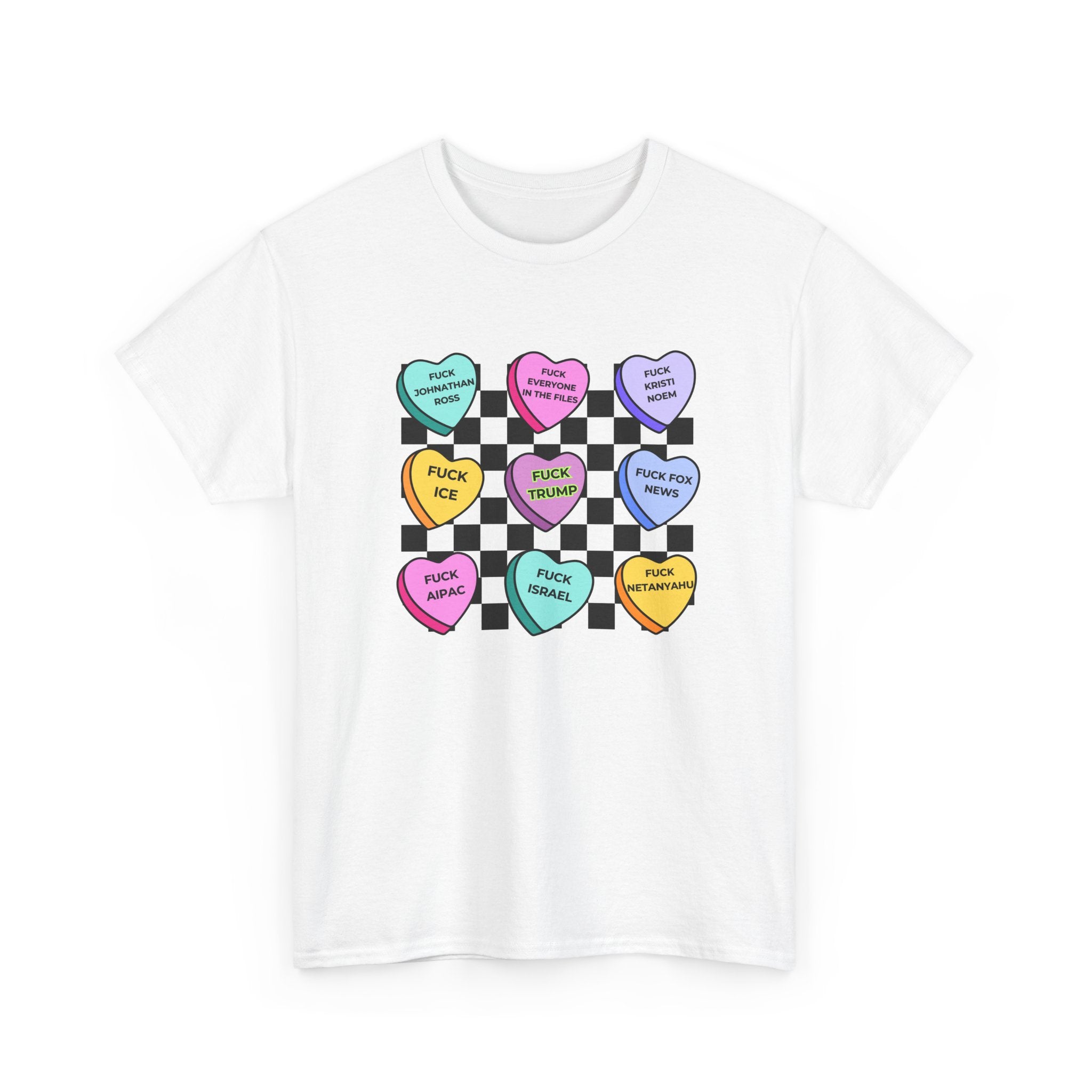Political Conversation Heart Checkerboard Unisex CottonT-Shirt