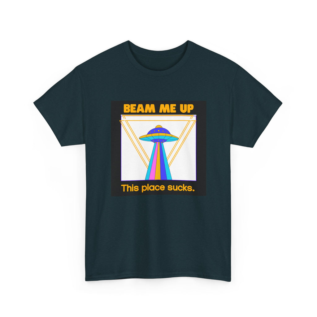 'Beam Me Up' Funny UFO Unisex Cotton T-Shirt