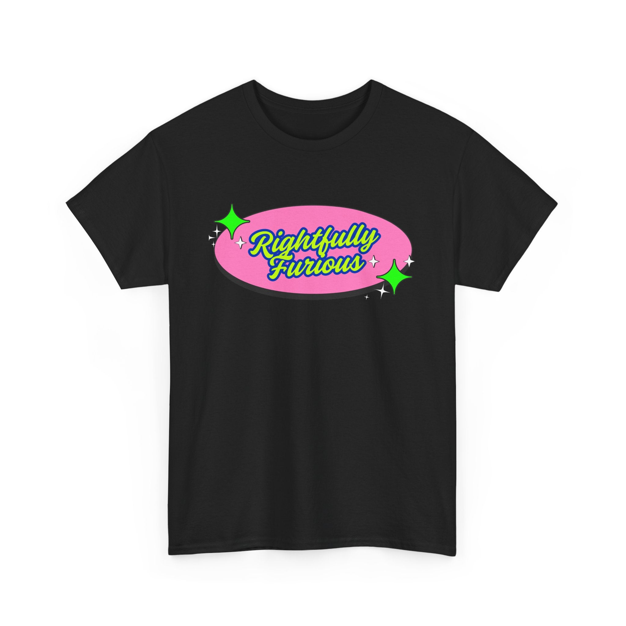 Rightfully Furious Retro Pink & Neon Graphic T-Shirt — "