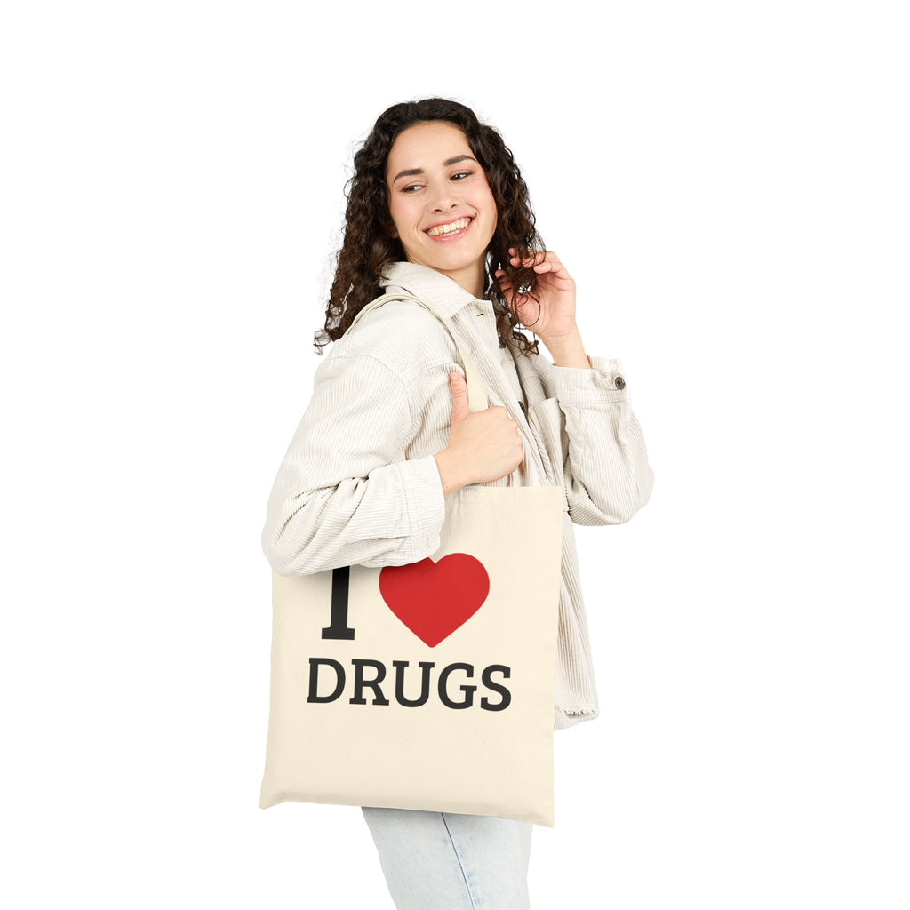 I  DRUGS Novelty Cotton Canvas Tote Bag