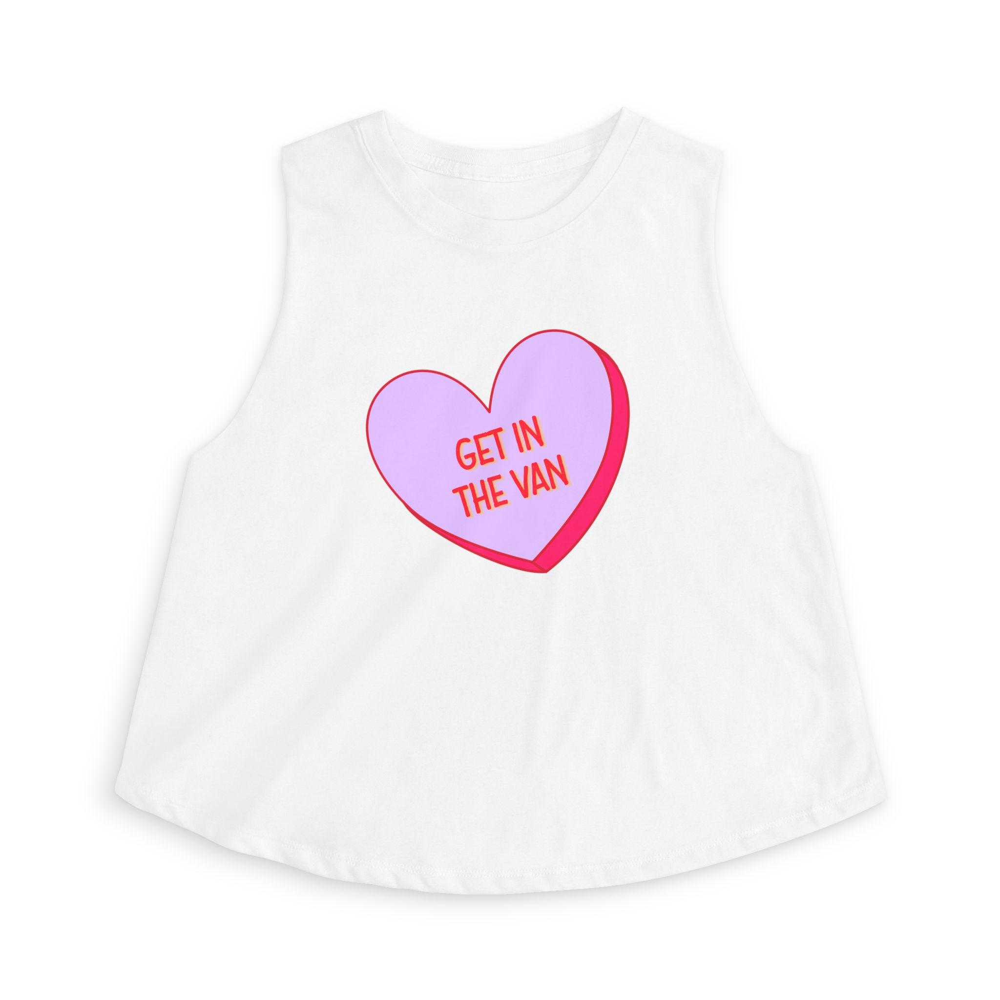 'Get in the Van' Pink Conversation Heart Women's Crop Top Tee