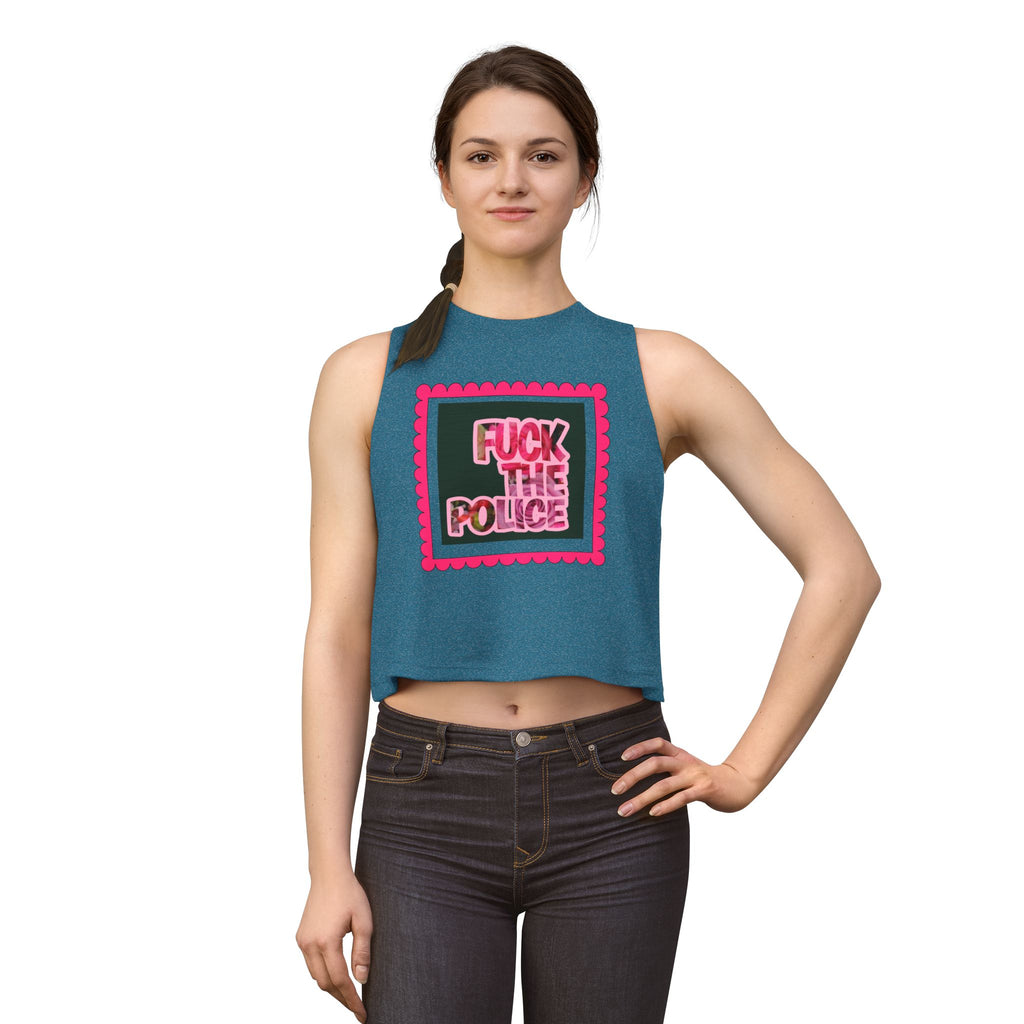 'F*** the Police' Pink Graphic Protest Crop Top Tee