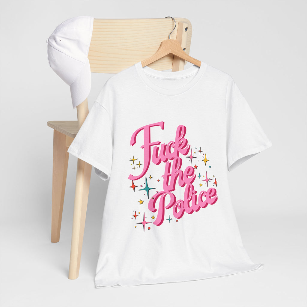 Fuck the Police Tee | Pink Retro MCM Script Protest Shirt