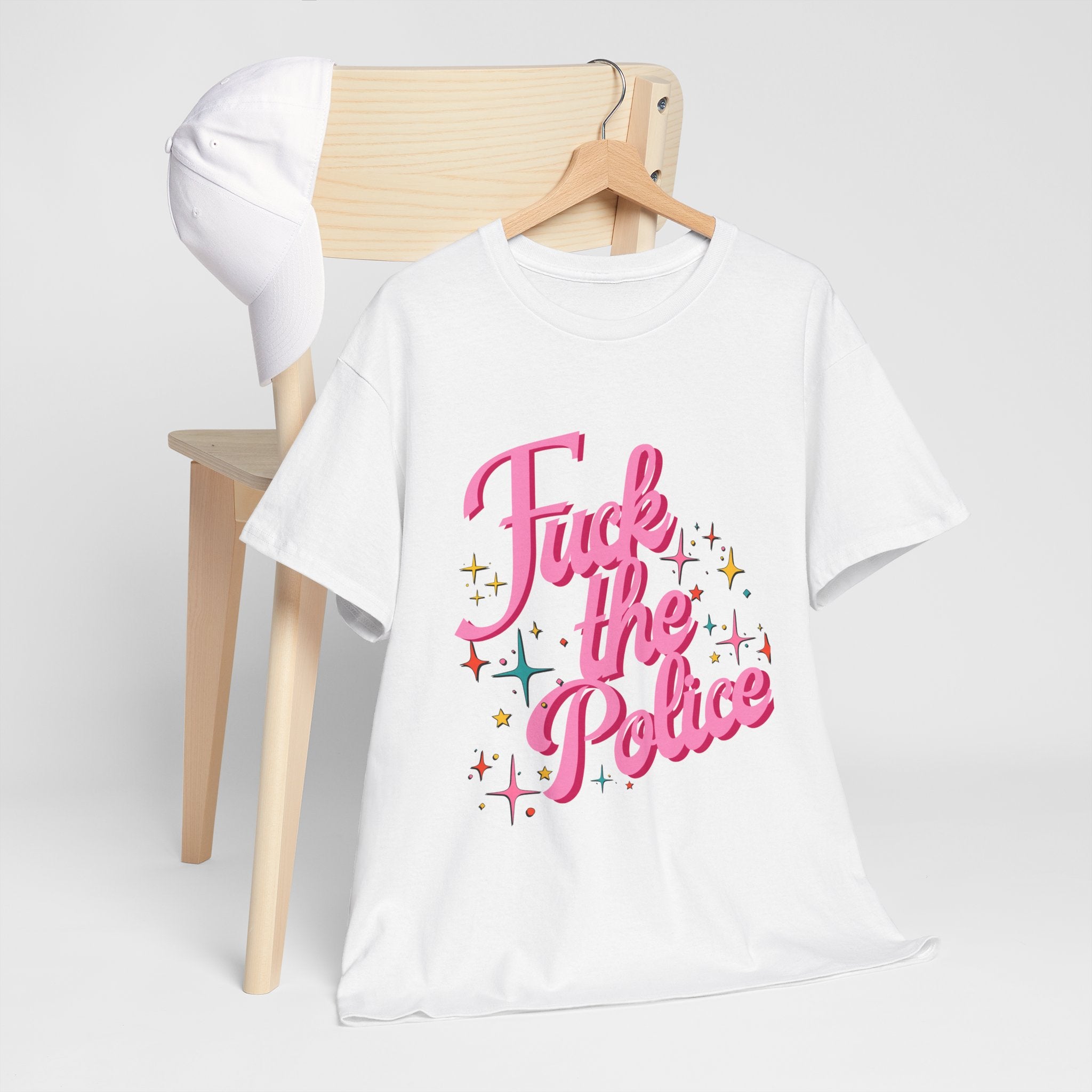 Fuck the Police Tee | Pink Retro MCM Script Protest Shirt