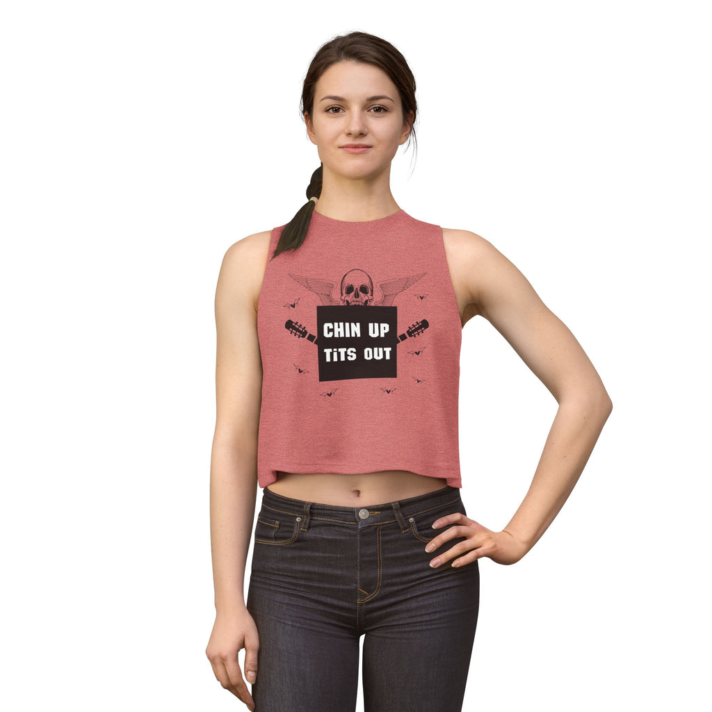 Chin Up Tits Out Skull & Wings Crop Top — Edgy Women's Tank
