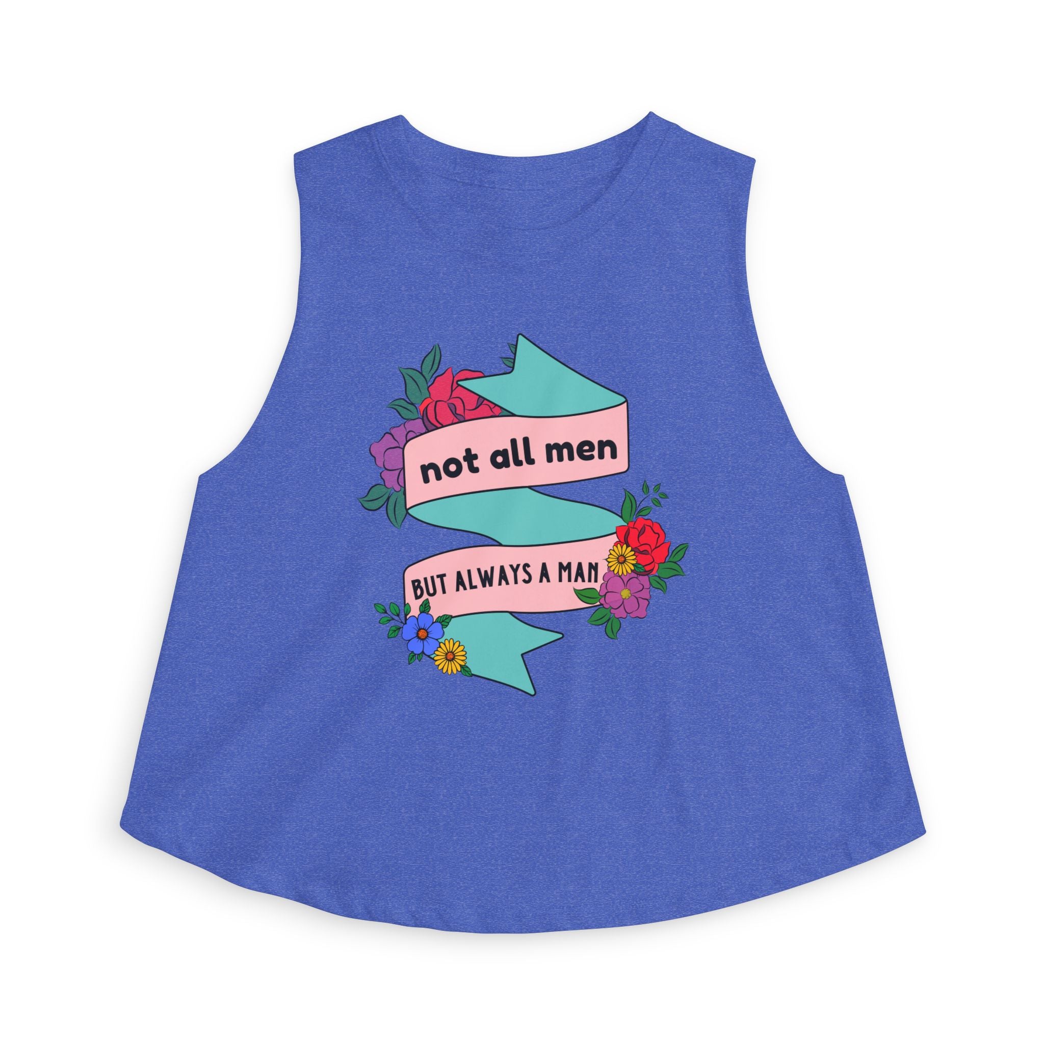 Not All Men Feminist Floral Tattoo Banner Crop Top