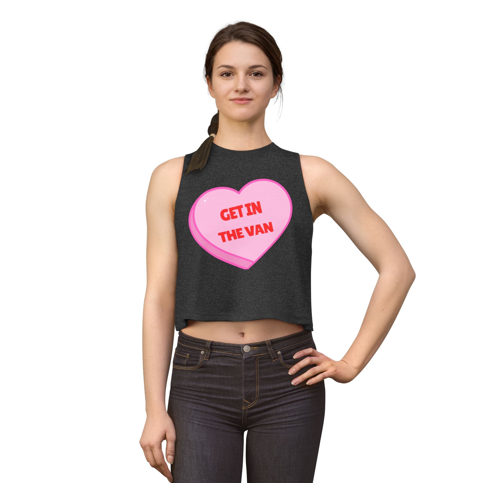 'Get in the Van' Pink Conversation Heart (Funny Adult Humor) Women's Crop Top