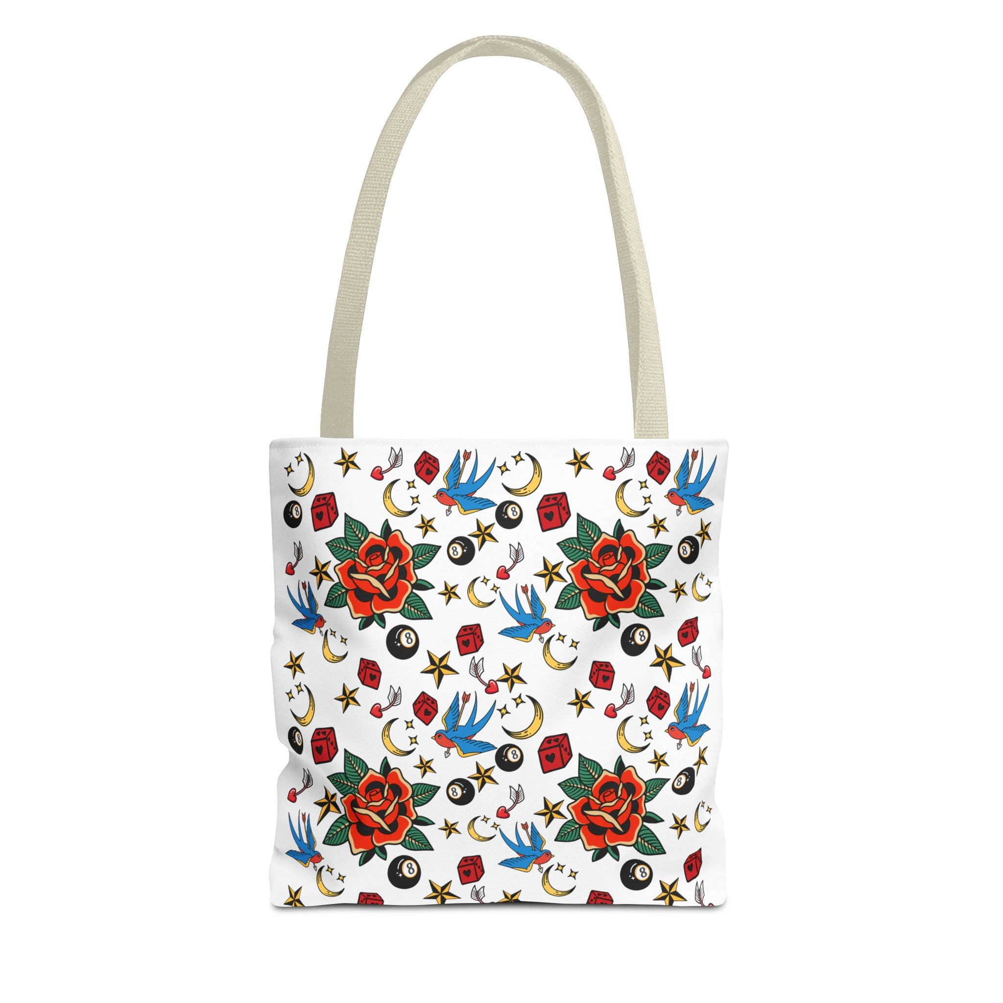 Vintage Tattoo Rose Pattern Tote Bag