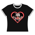 Retro Drive-In Movie Kiss Women's Ringer Tee — Romantic Heart-Shaped Couple Design