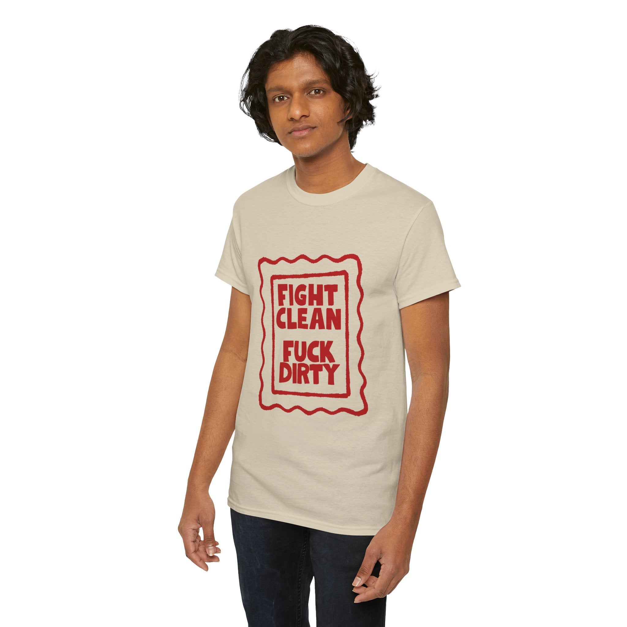 T-Shirt — "Fight Clean, Fuck Dirty" Bold Red Graphic Tee