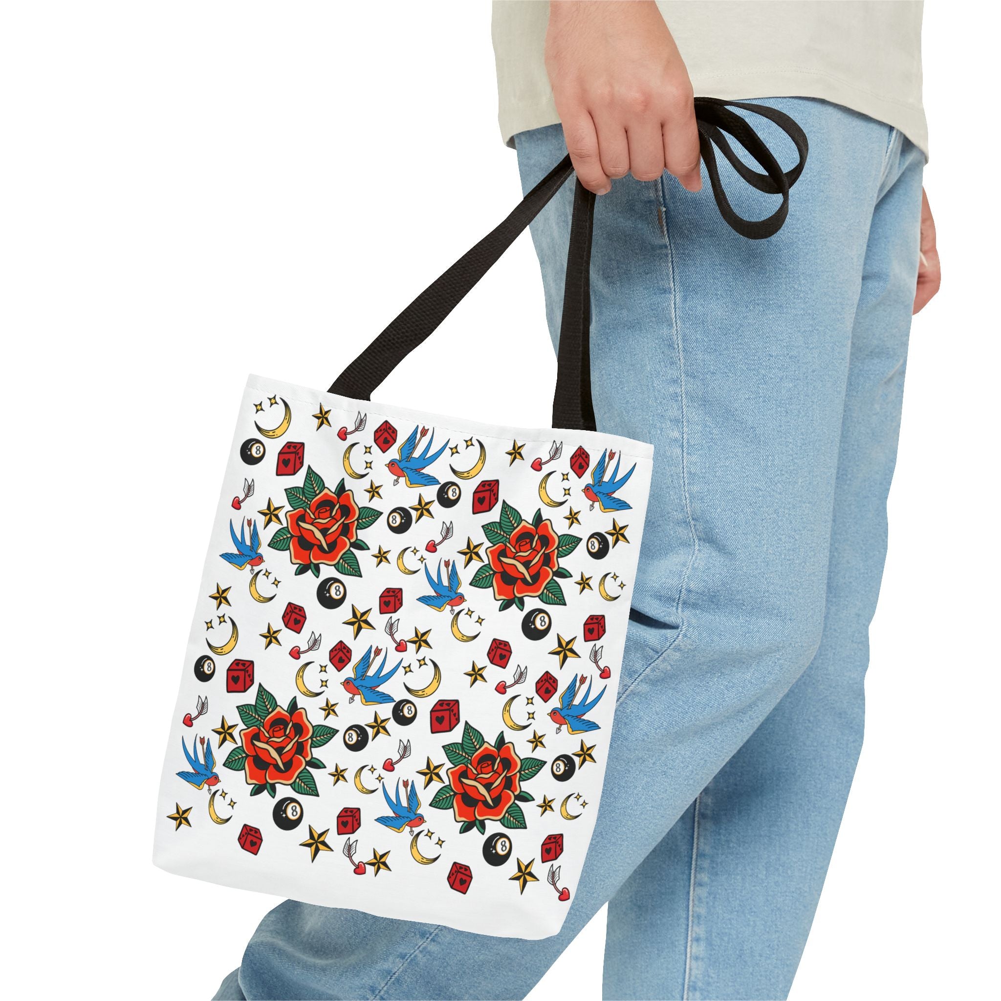 Vintage Tattoo Rose Pattern Tote Bag