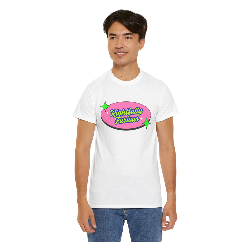 Rightfully Furious Retro Pink & Neon Graphic T-Shirt — "