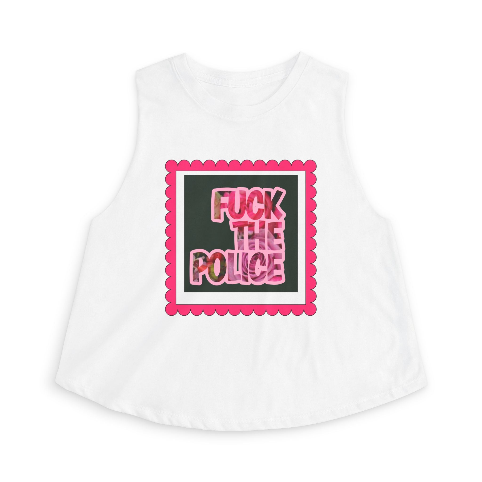 'F*** the Police' Pink Graphic Protest Crop Top Tee