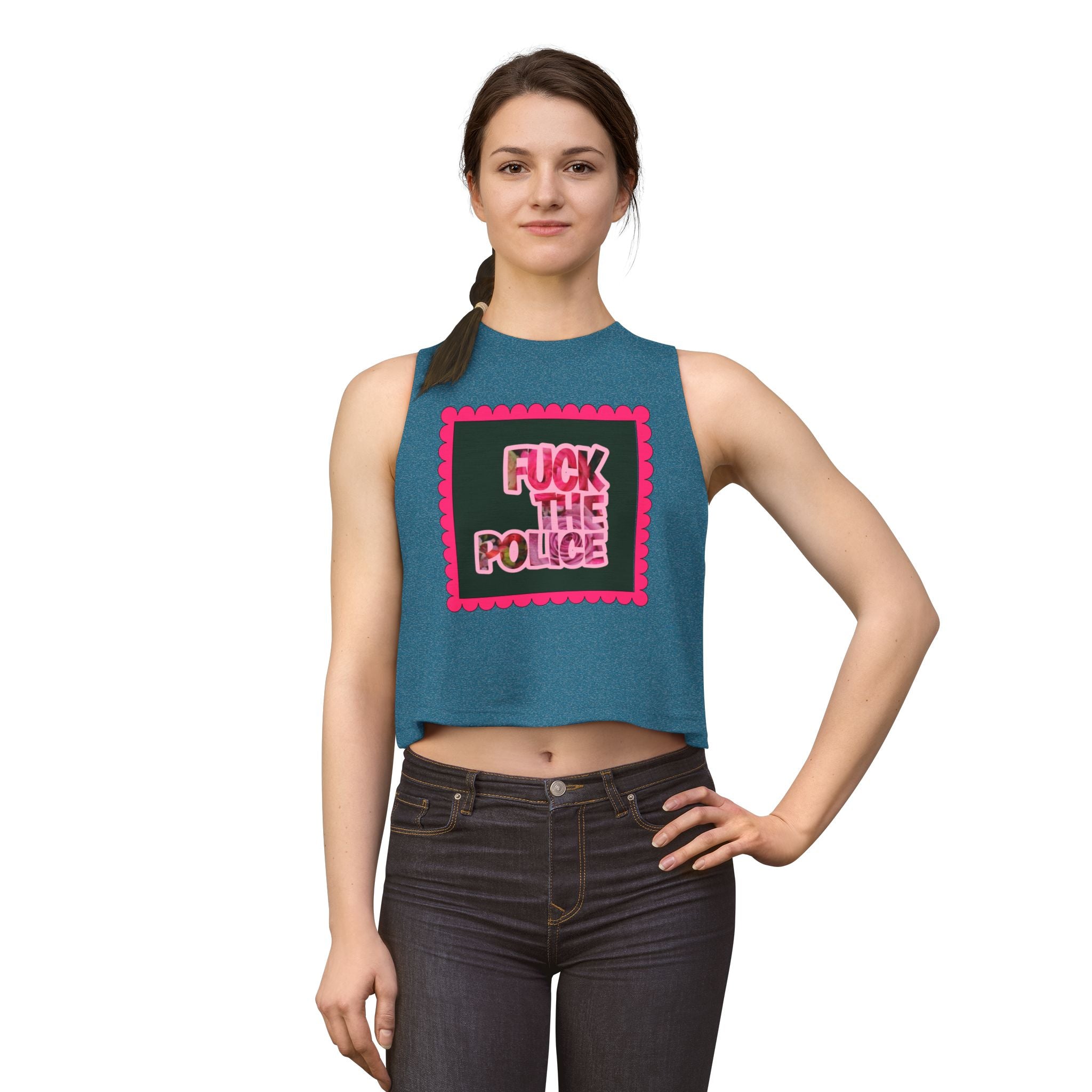 Crop Top — 'F*** the Police' Pink Graphic Protest Tank