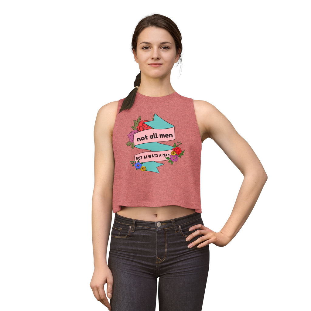 Not All Men Feminist Floral Tattoo Banner Crop Top