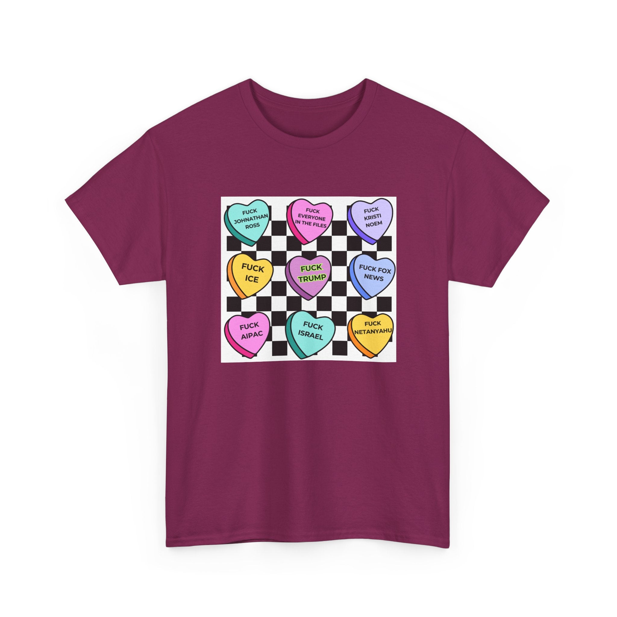 Political Conversation Heart Checkerboard Unisex CottonT-Shirt