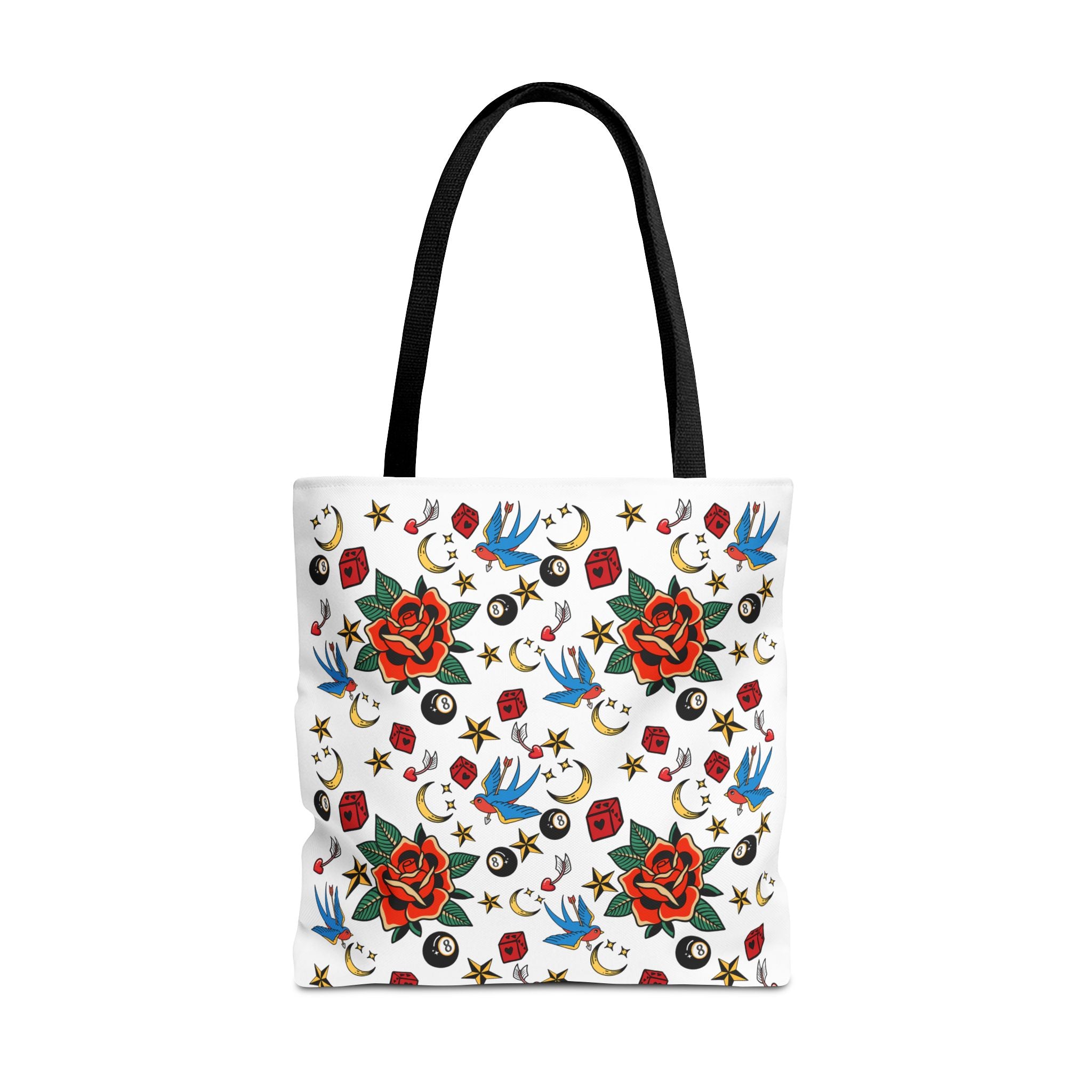Vintage Tattoo Rose Pattern Tote Bag