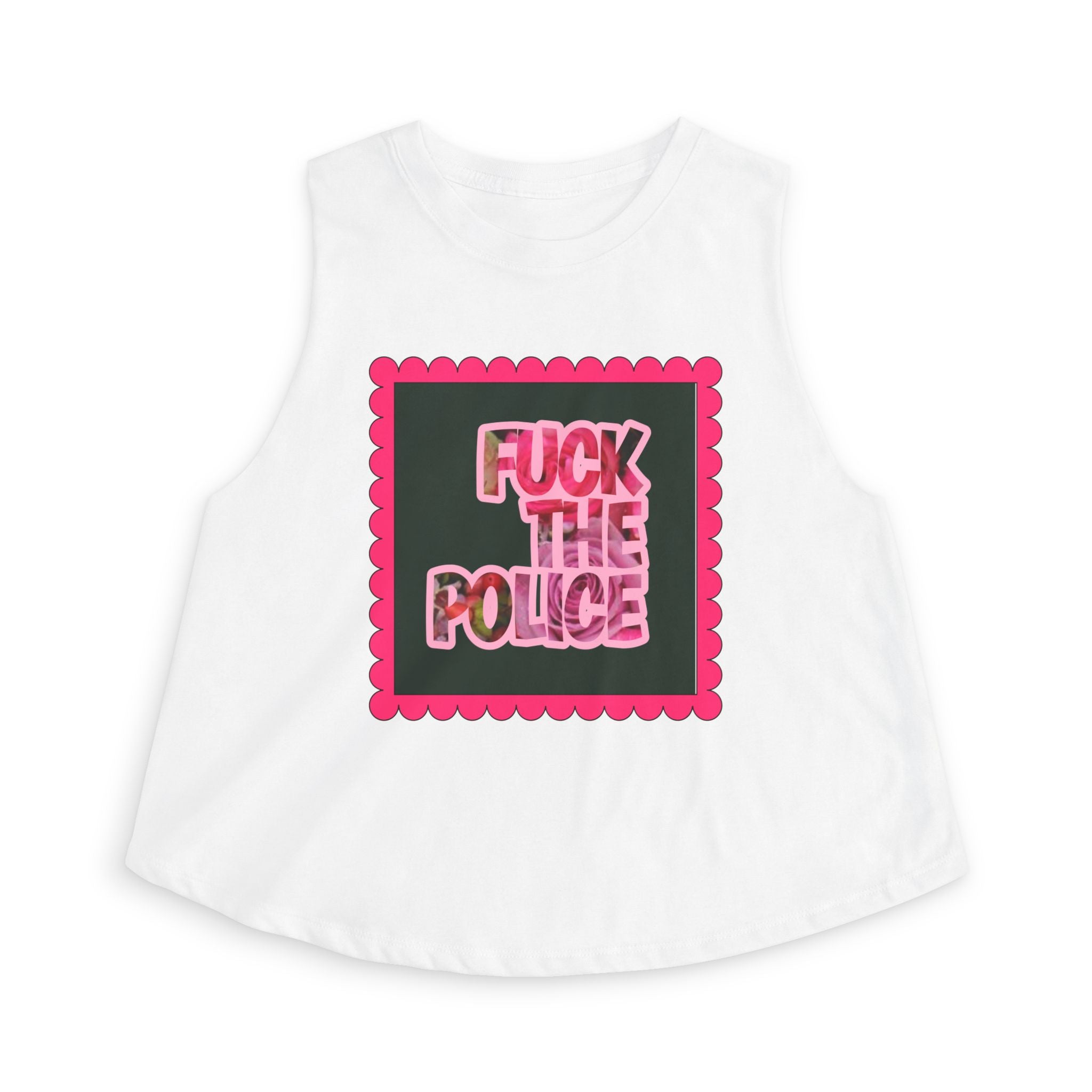 Crop Top — 'F*** the Police' Pink Graphic Protest Tank