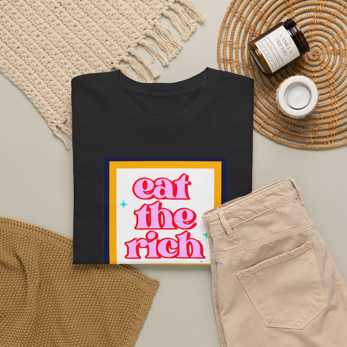 'Eat The Rich' Graphic Unisex Cotton T‑Shirt