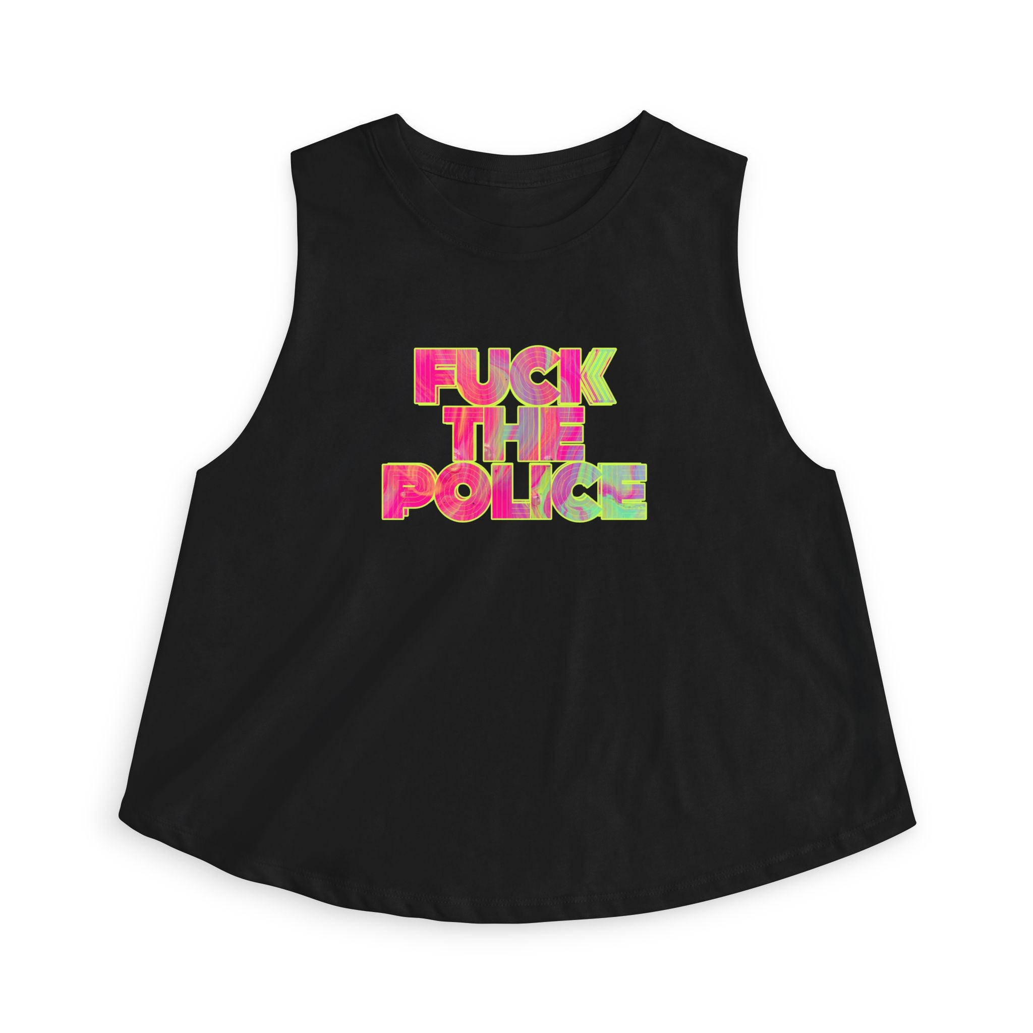 'F*** The Police' Neon Protest Crop Top Tee