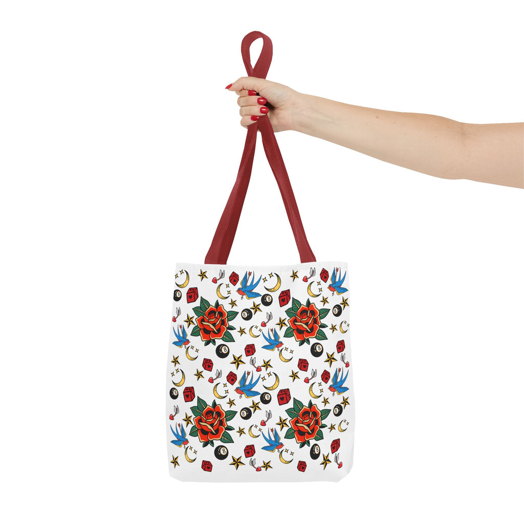 Vintage Tattoo Rose Pattern Tote Bag
