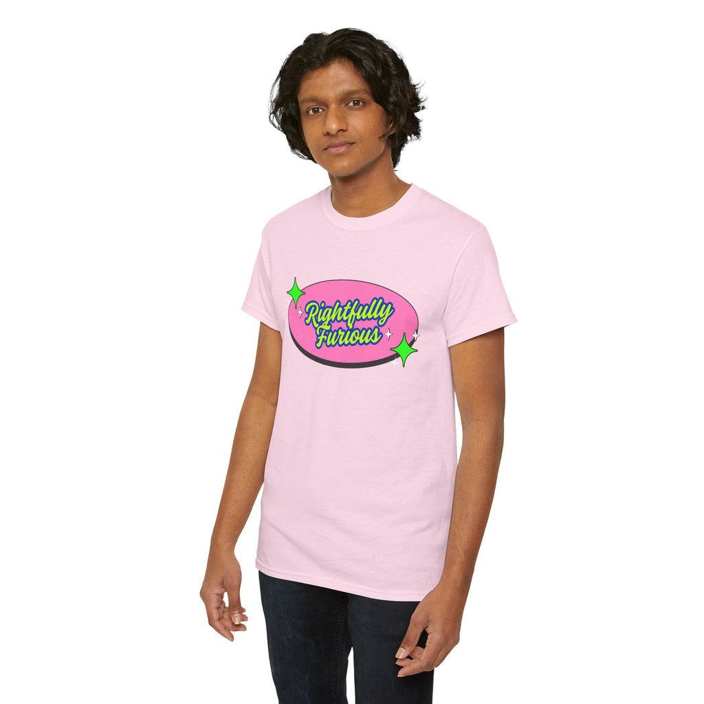 Rightfully Furious Retro Pink & Neon Graphic T-Shirt — "