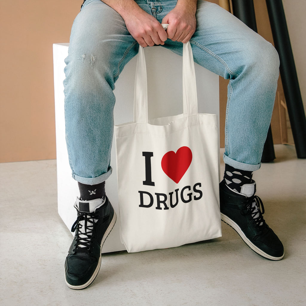 'I HEART DRUGS' Cotton Canvas Tote Bag
