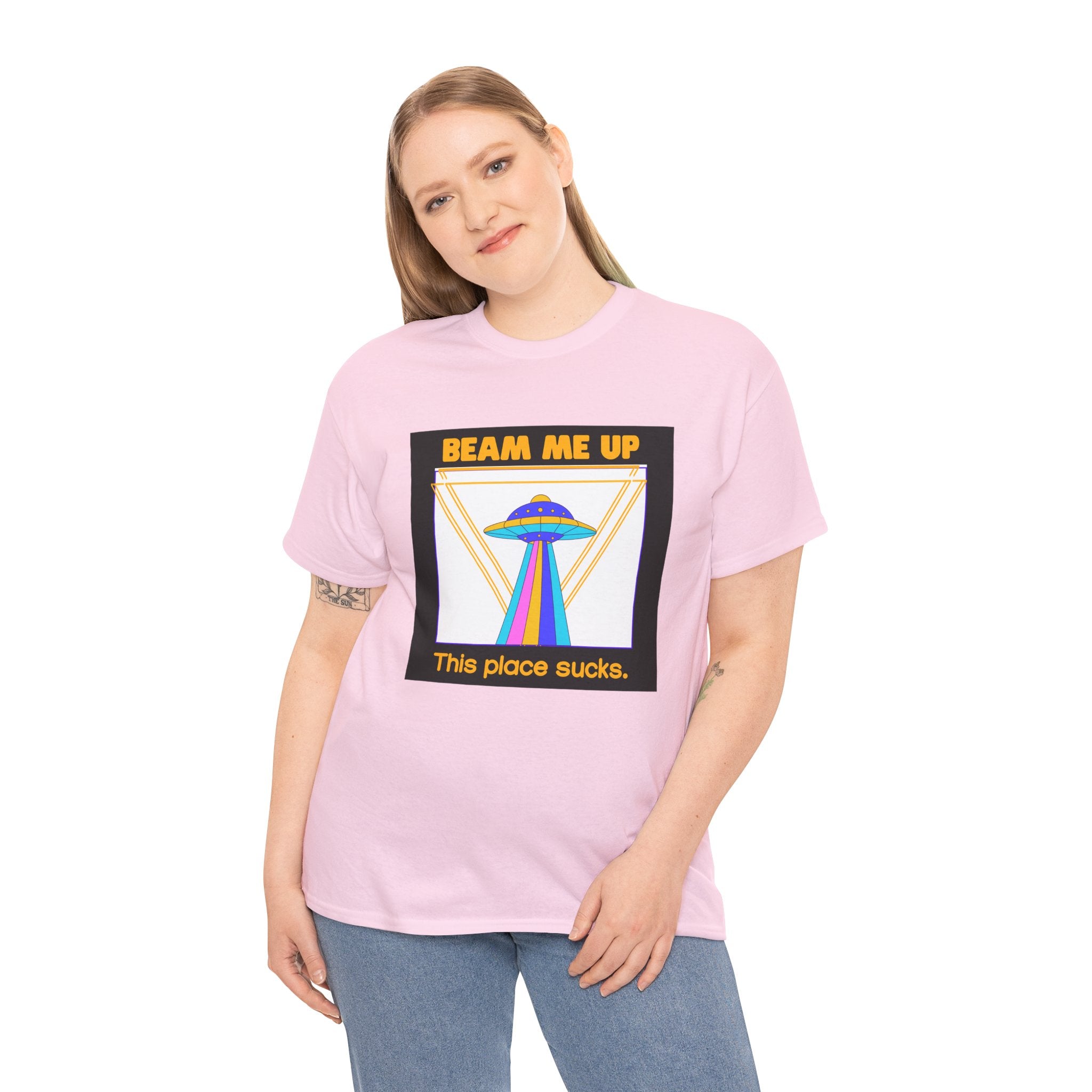 'Beam Me Up' Funny UFO Unisex Cotton T-Shirt