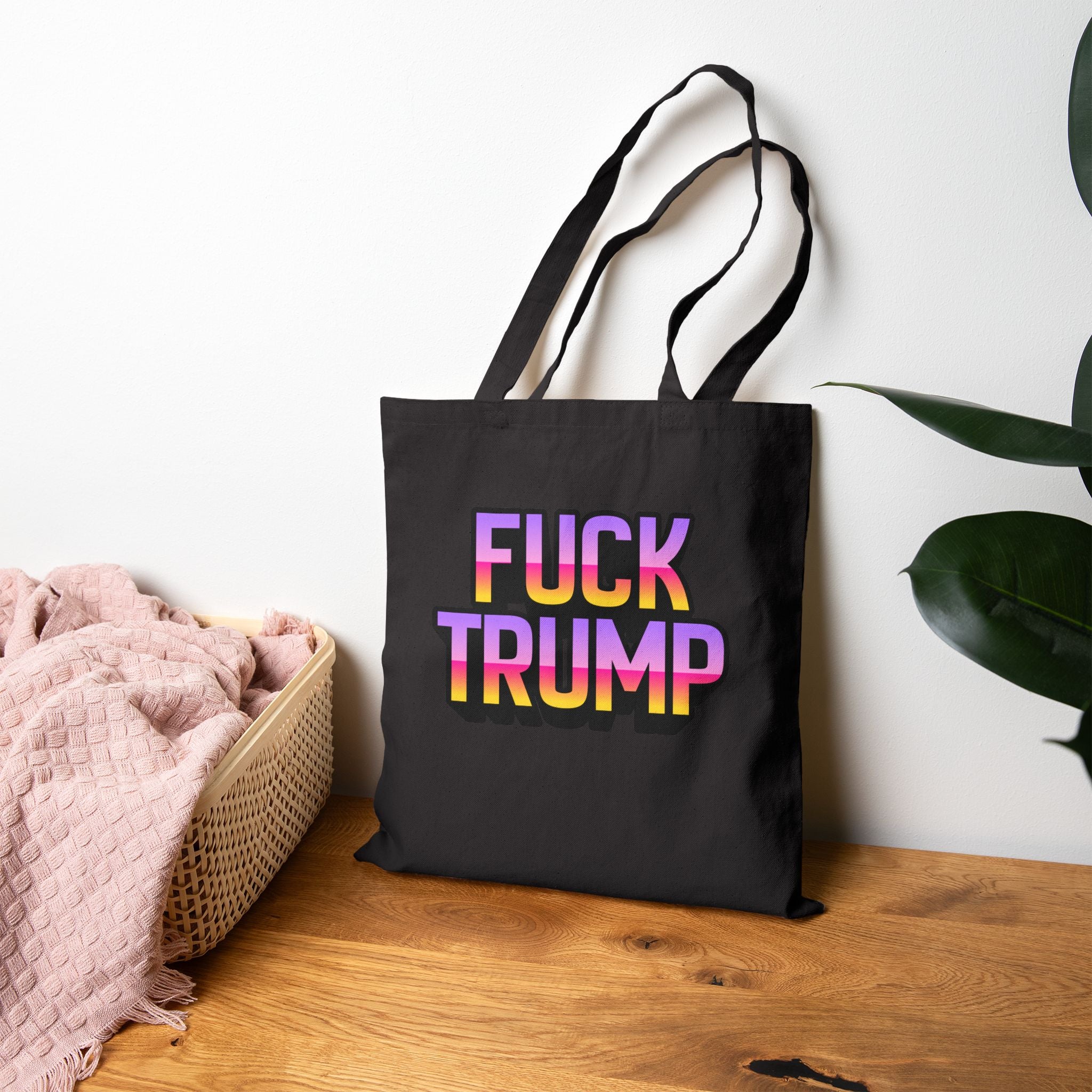 Anti TRUMP Graphic Canvas Tote Bag