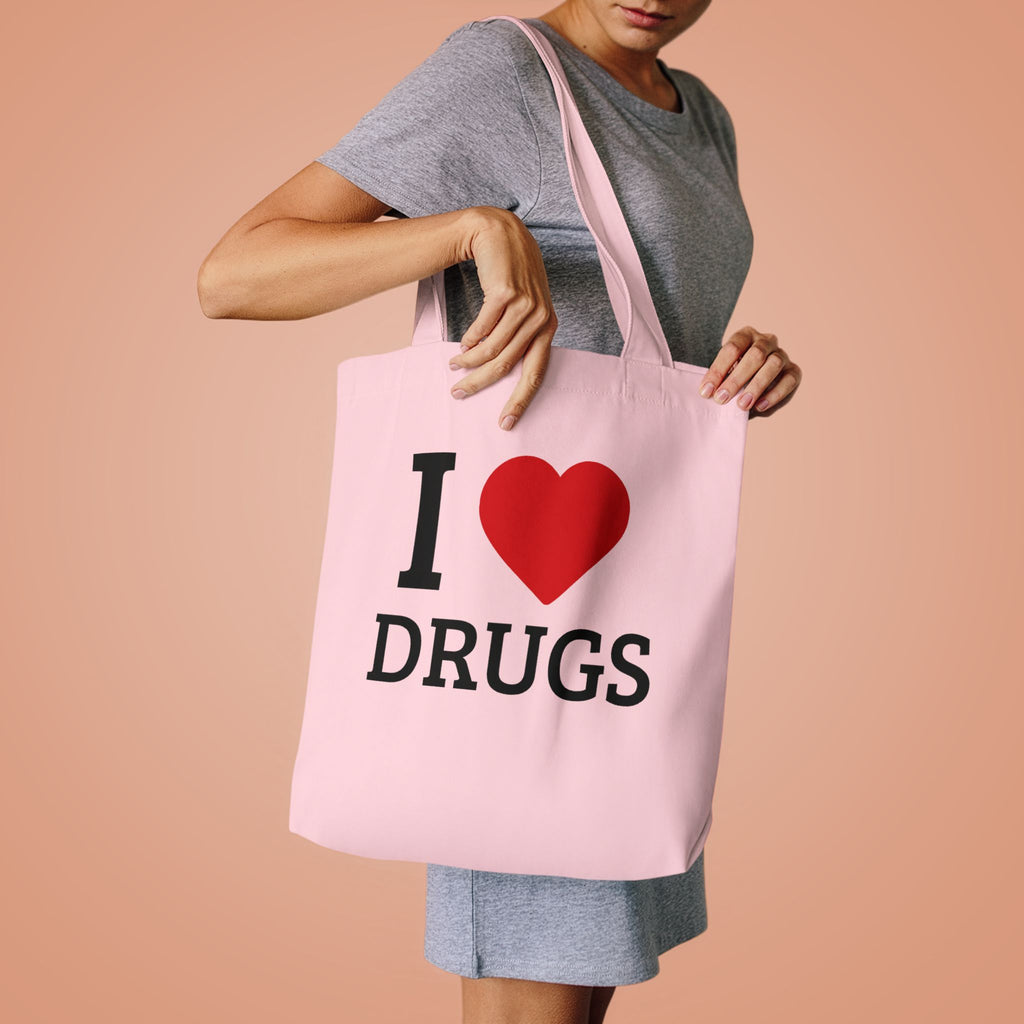 'I HEART DRUGS' Cotton Canvas Tote Bag