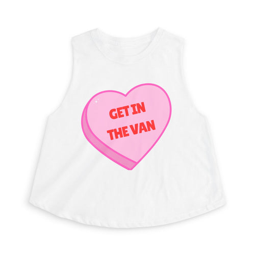 'Get in the Van' Pink Conversation Heart (Funny Adult Humor) Women's Crop Top