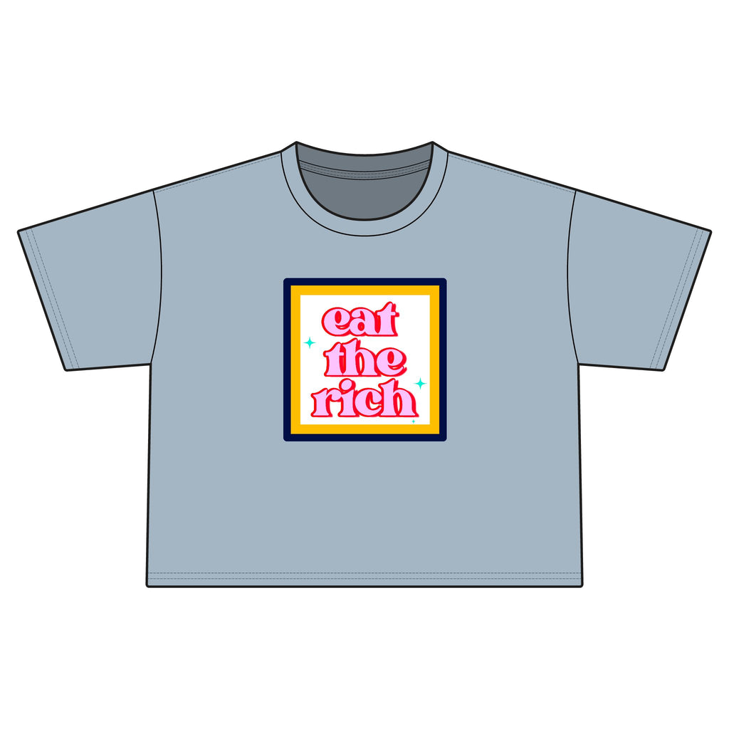 'Eat The Rich' Pink Graphic Protest Crop Top Tee