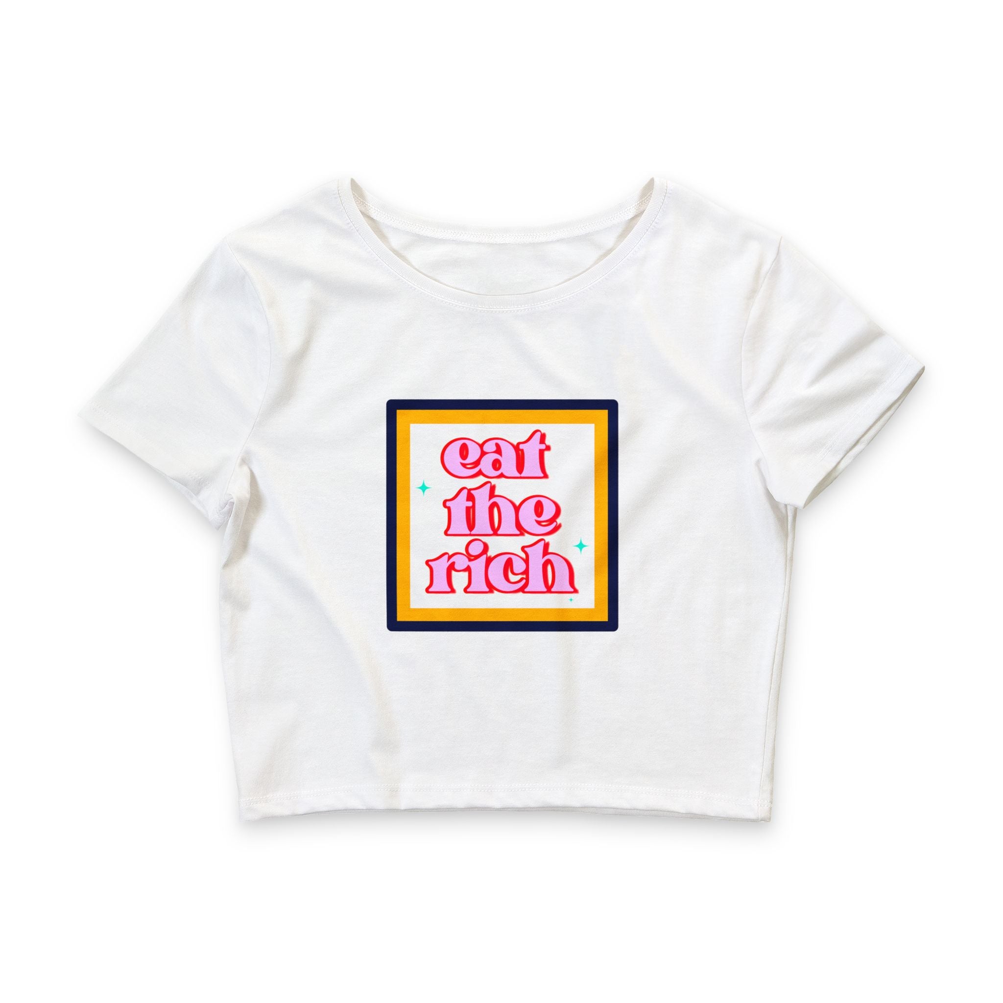 'Eat The Rich' Pink Graphic Protest Crop Top Tee