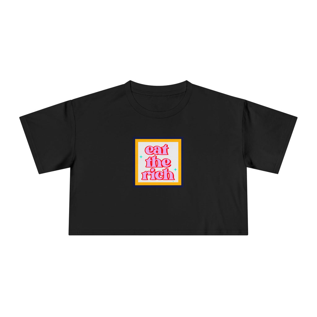 Eat The Rich - Pink Graphic Protest Crop Top Tee