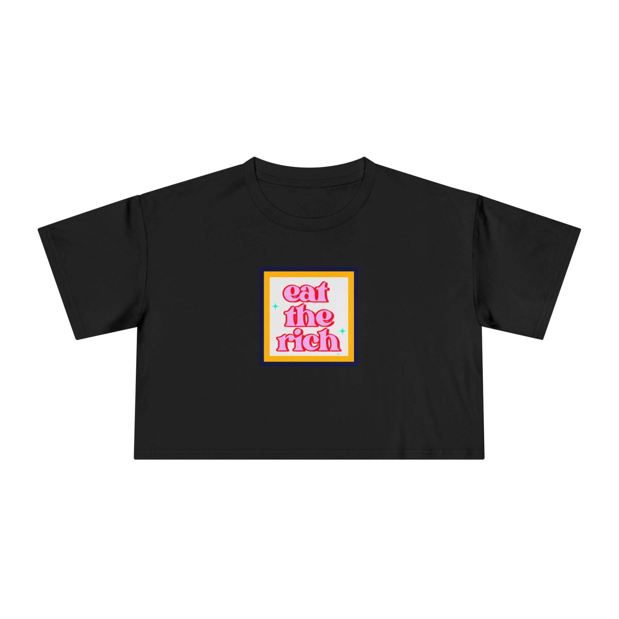 Eat The Rich - Pink Graphic Protest Crop Top Tee