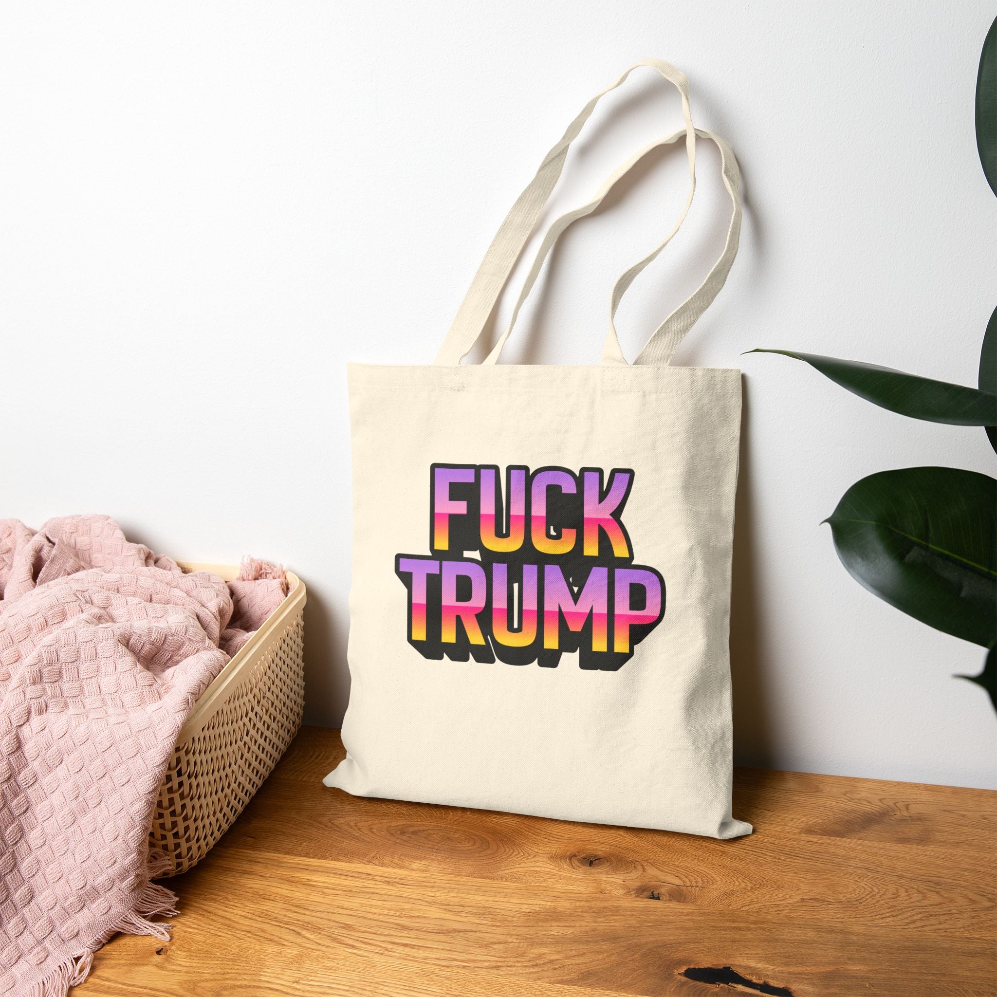 Anti TRUMP Graphic Canvas Tote Bag