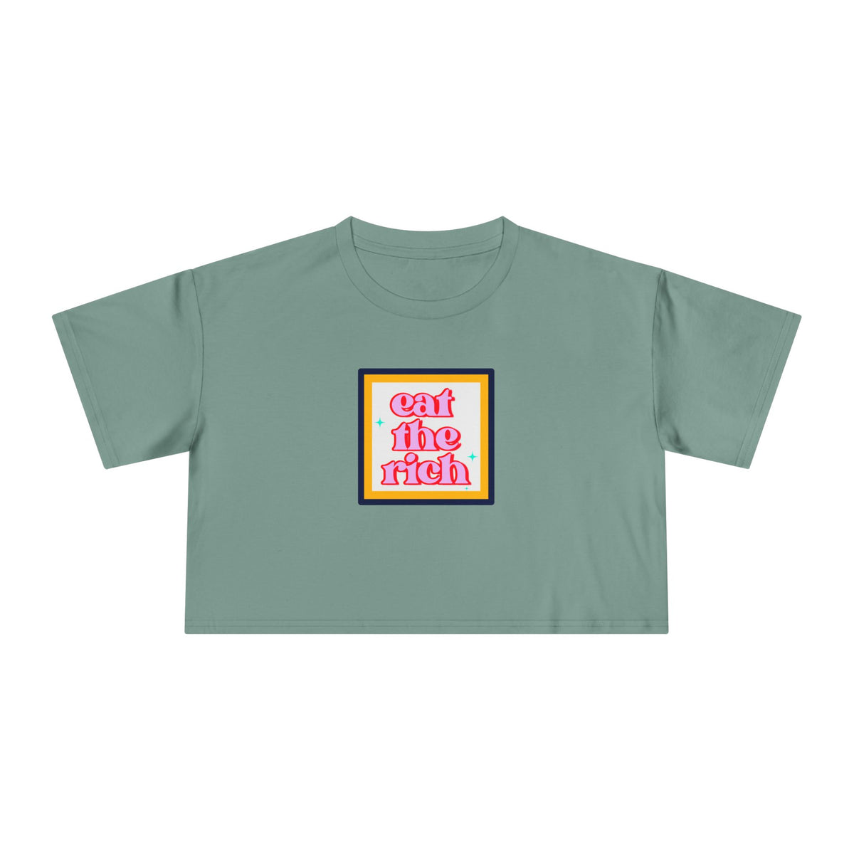 Eat The Rich - Pink Graphic Protest Crop Top Tee