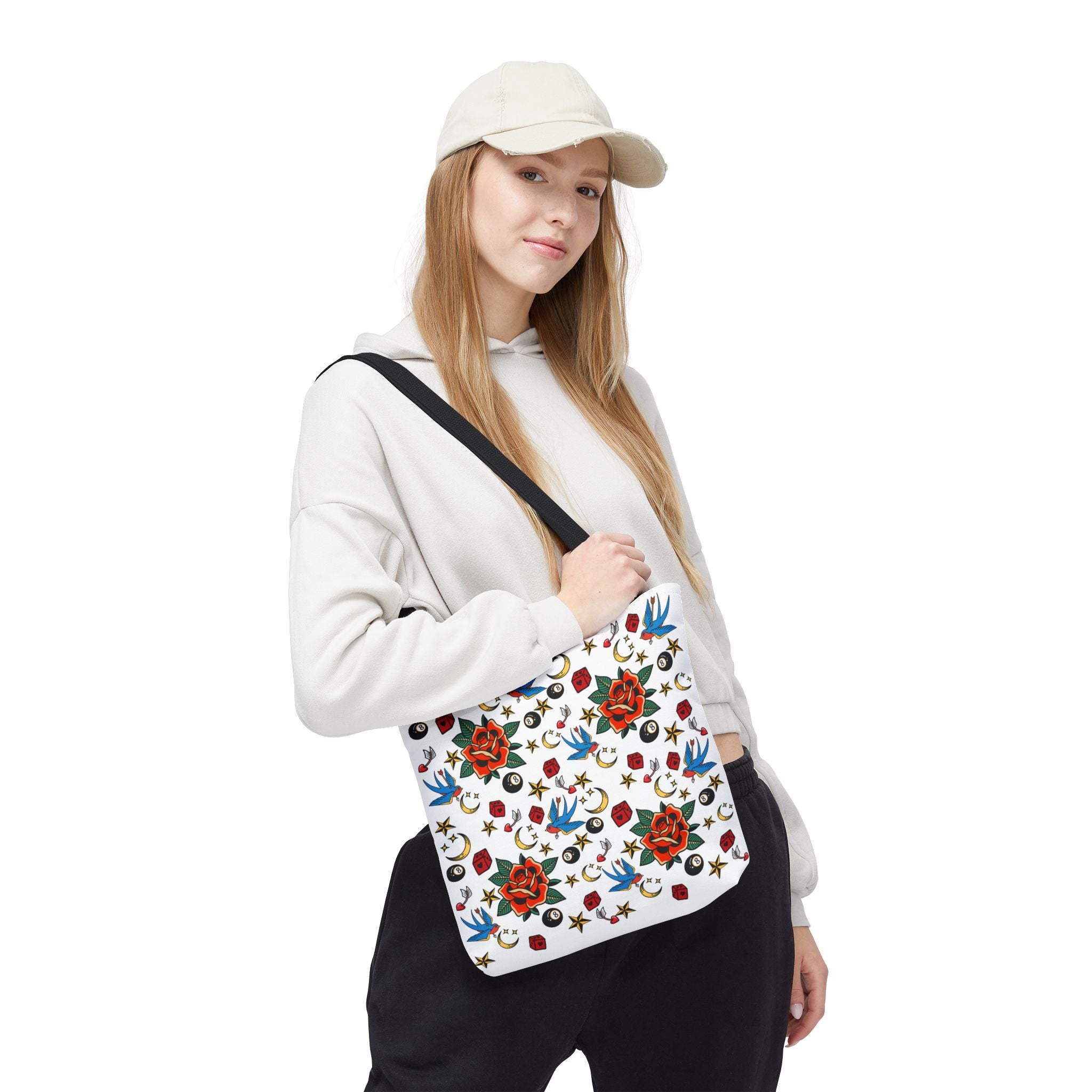 Vintage Tattoo Rose Pattern Tote Bag