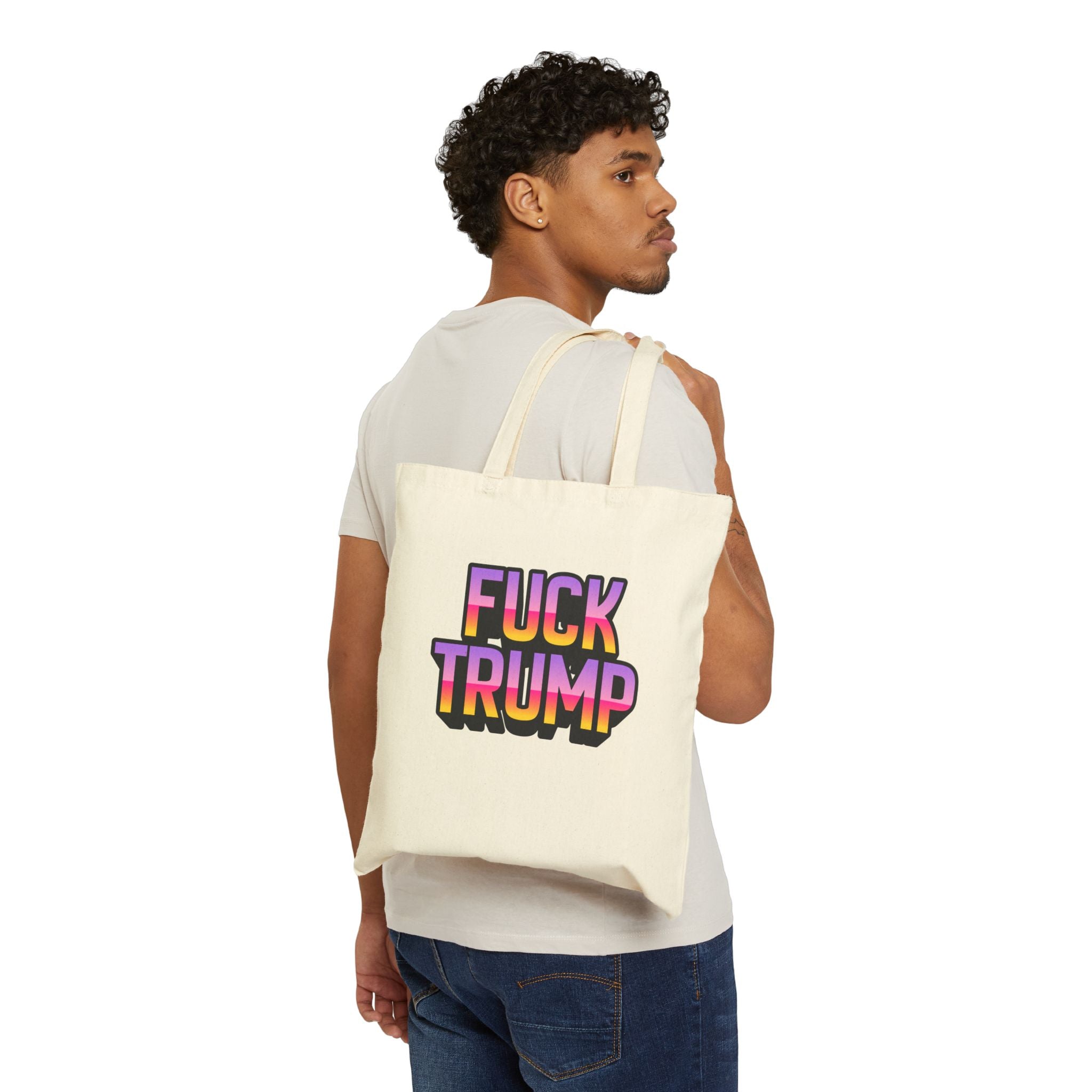 Anti TRUMP Graphic Canvas Tote Bag