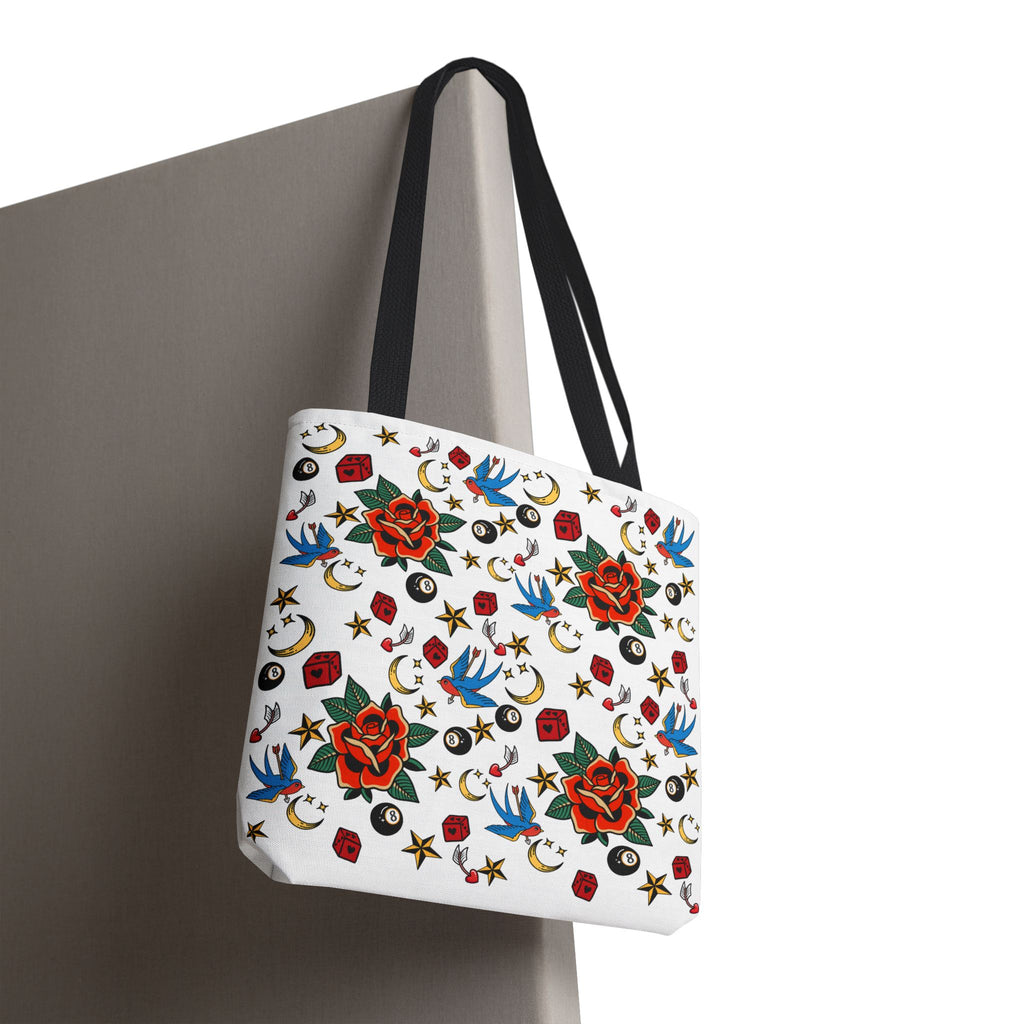 Vintage Tattoo Rose Pattern Tote Bag
