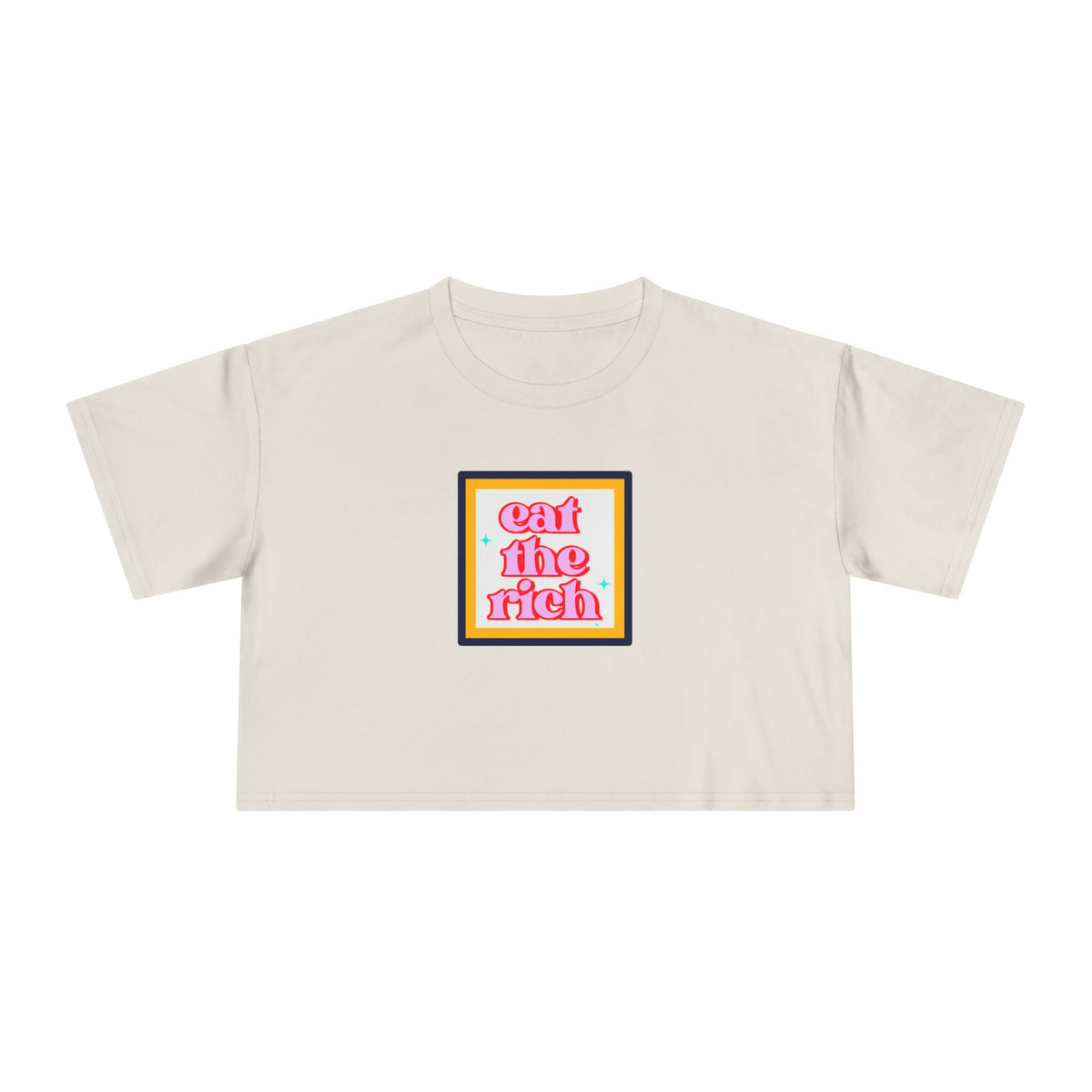 Eat The Rich - Pink Graphic Protest Crop Top Tee