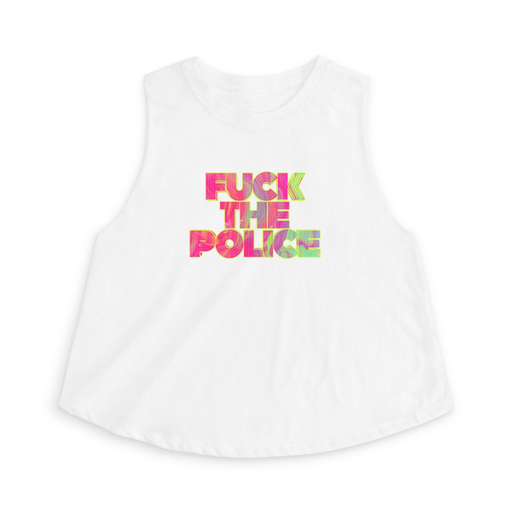 'F*** The Police' Neon Protest Crop Top Tee