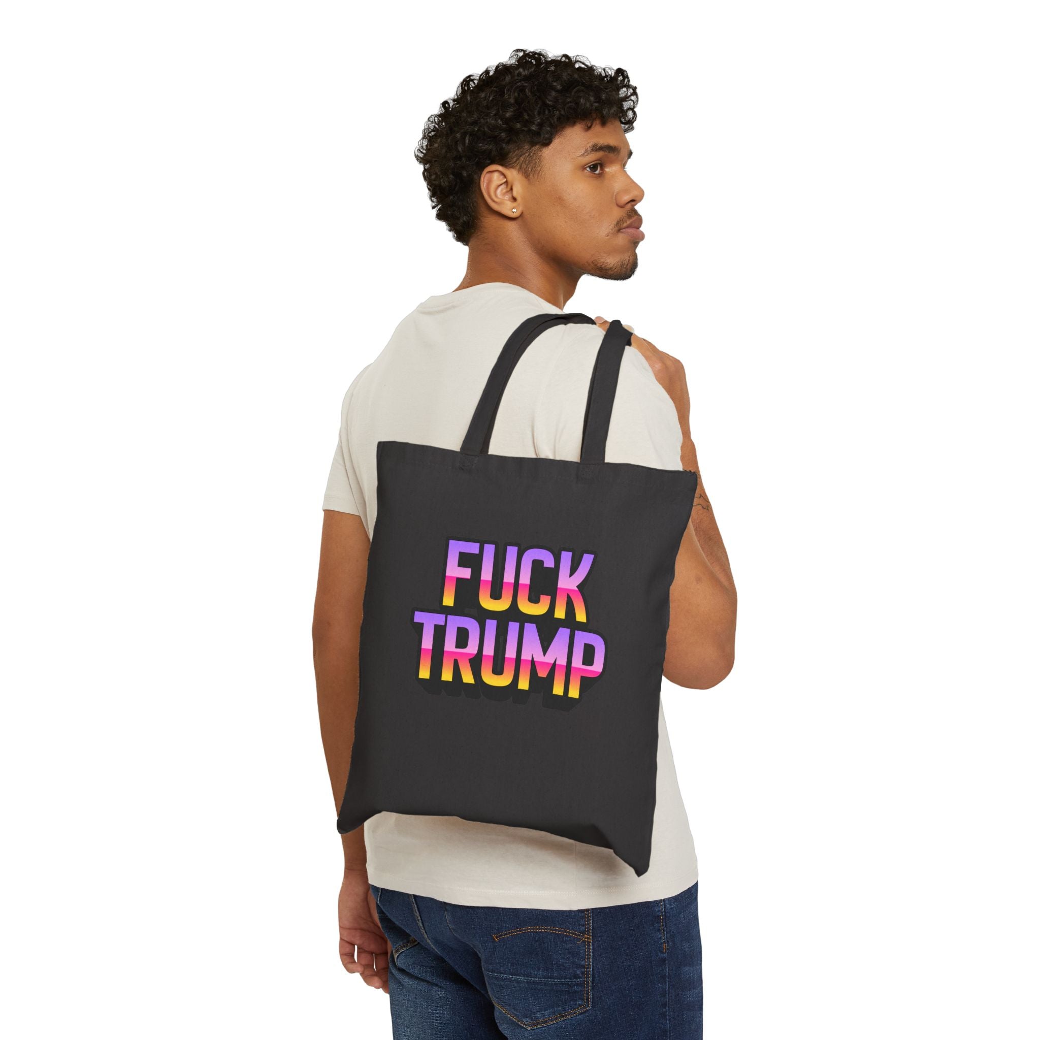 Anti TRUMP Graphic Canvas Tote Bag