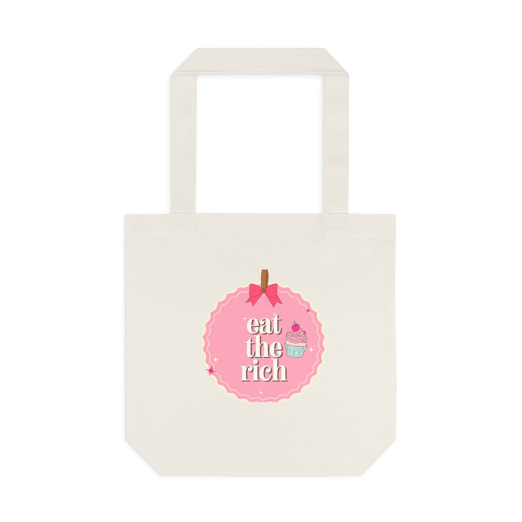 'Eat the Rich' Coquette Pink Cupcake Cotton Canvas Tote Bag