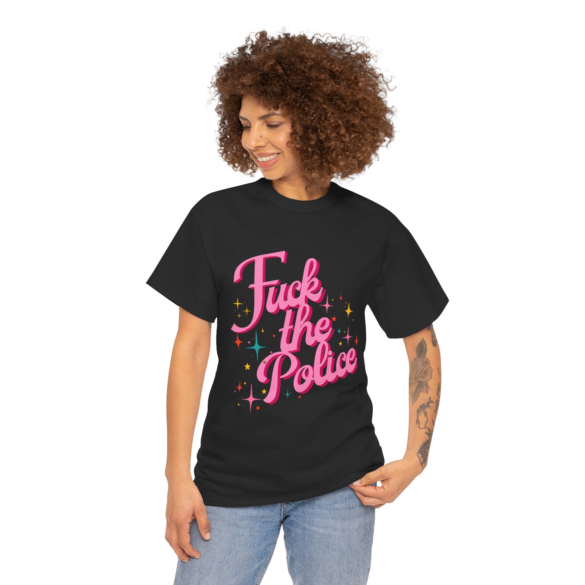 Fuck the Police Tee | Pink Retro MCM Script Protest Shirt