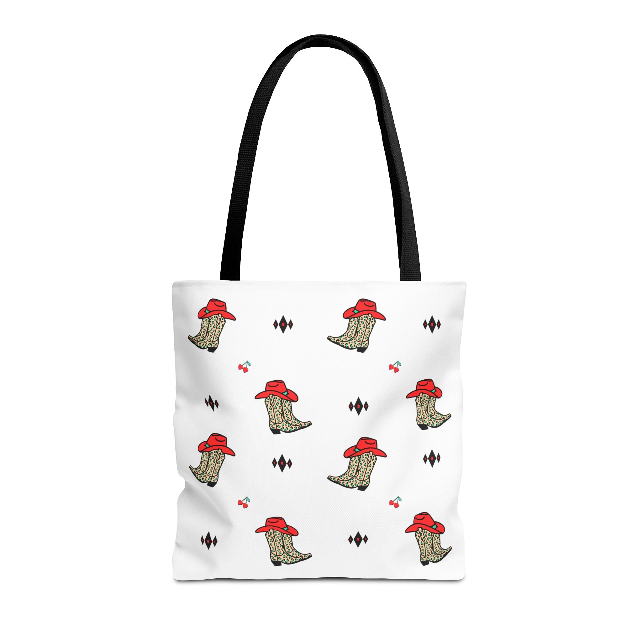 Cowboy Cherry Heart Pattern Tote Bag