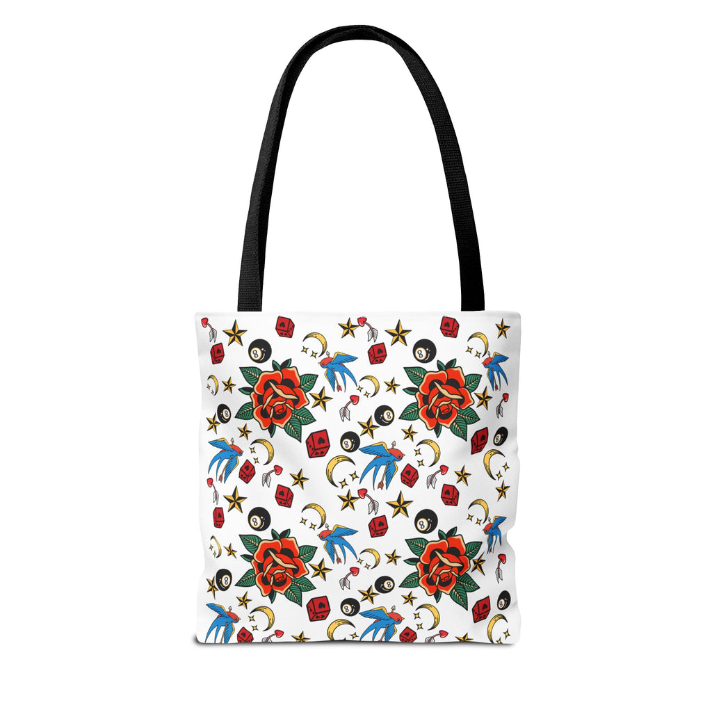 Vintage Tattoo Rose Pattern Tote Bag