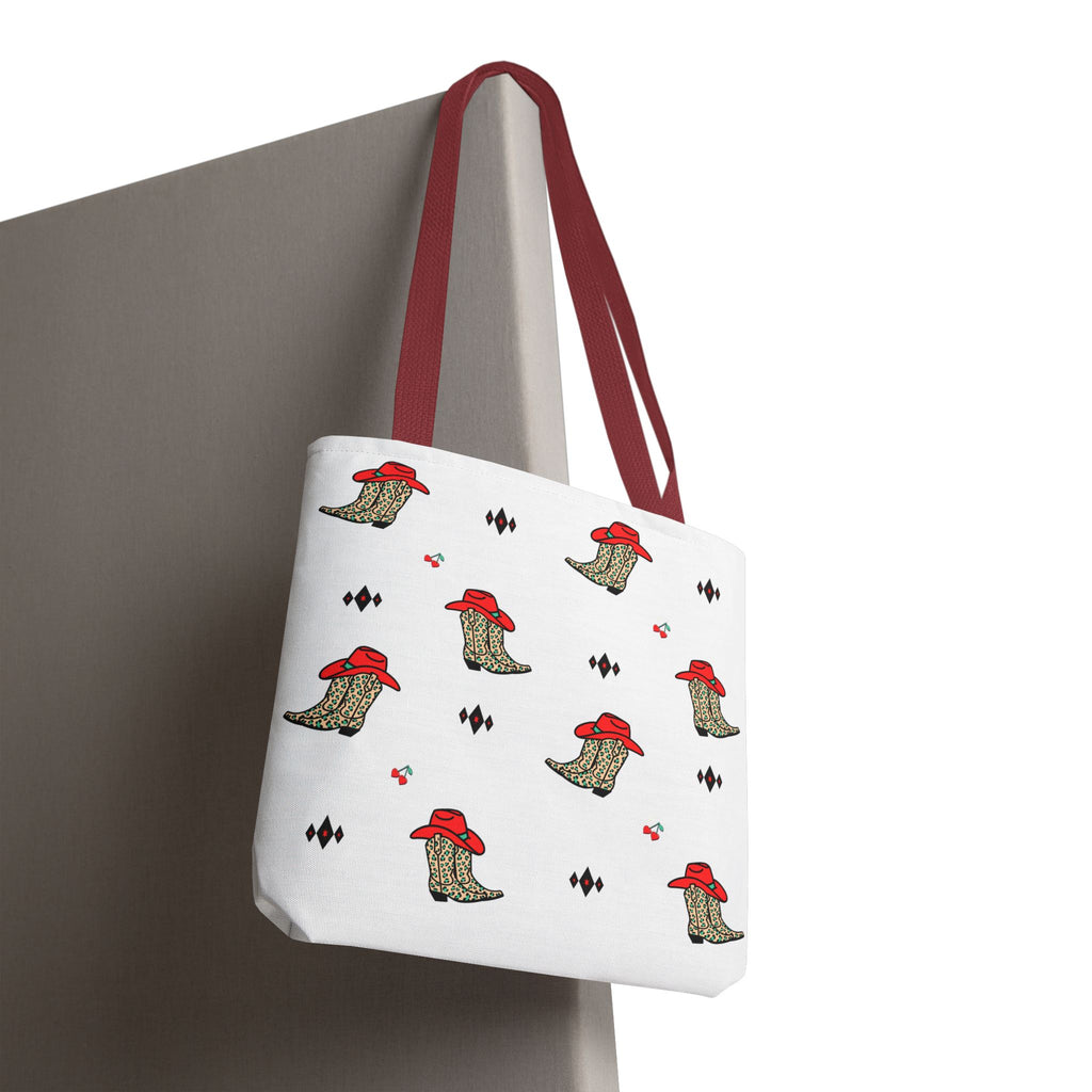 Cowboy Cherry Heart Pattern Tote Bag