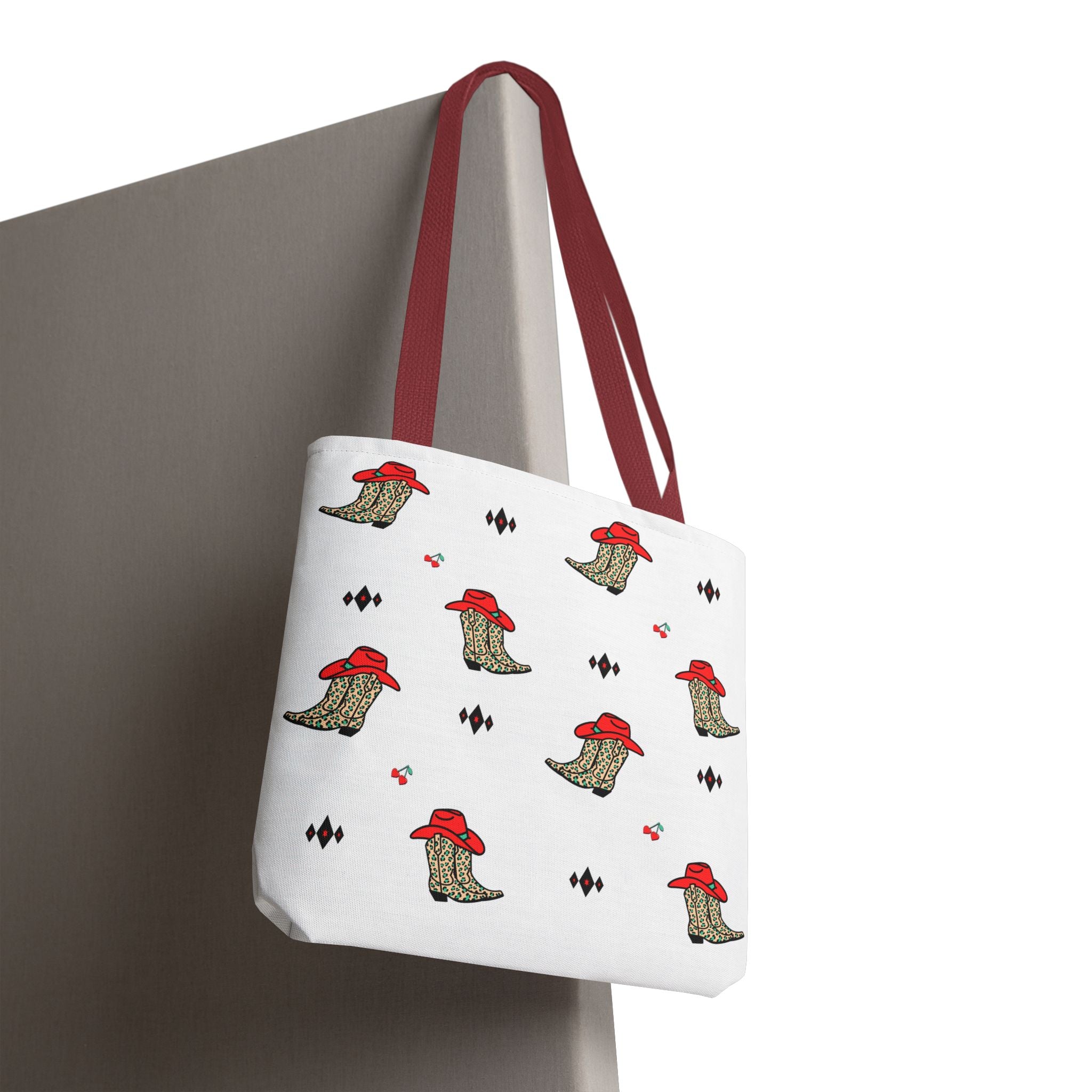 Cowboy Cherry Heart Pattern Tote Bag