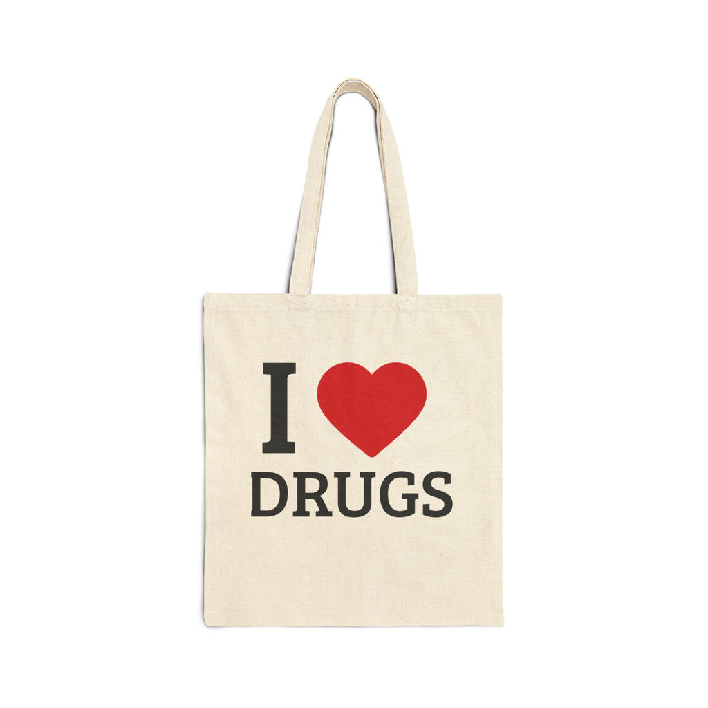 I  DRUGS Novelty Cotton Canvas Tote Bag